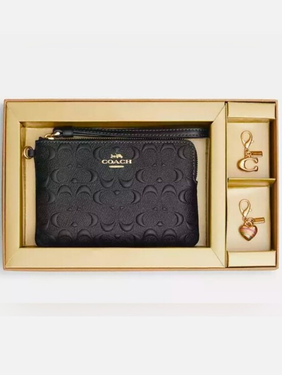 Coach Handbags - COACH Boxed Corner Zip Wristlet in Signature Leather with Charms CF358 NWT